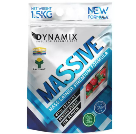 MASS1VE MASS GA1NER PREMIUM FORMULA sabor fresa ( 1,5 kg  )