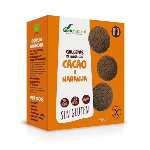 GALLETAS DE AVENA CON CACAO Y NARANJA bio (200 g)